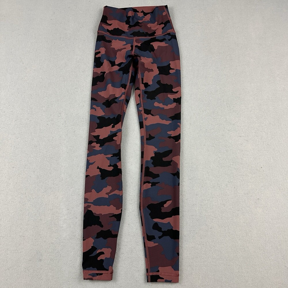 Lululemon Pants Women 2 Smokey Red Camo Wunder Under High Rise Tight Yoga Gym